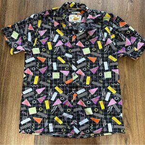 Men's Drill Clothing Co Shirt Adult Large Oh Snap Black Geometric 90s Button Up